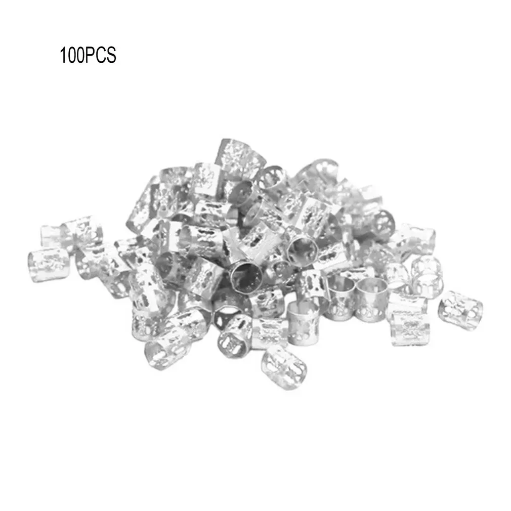 

100pcs/Bag Aluminum Silicone Hair Extension Buckle High Quality Hair Extension Buckle Extension Ring Barge Ring Wig Tool