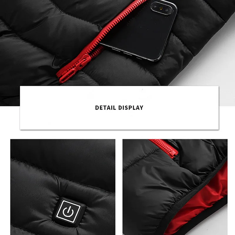 Мужская Новая зимняя теплая USB Инфракрасная теплая зимняя куртка, Мужская умная термостат, однотонная парка с капюшоном, теплая куртка