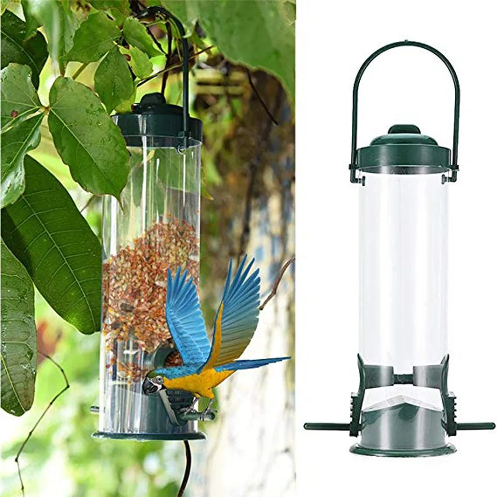 Alimentador de Metal para aves salvajes, alimentadores colgantes para ventana de visualización para decoración de jardín, jaula de alimentación de pájaro práctico rellenable resistente