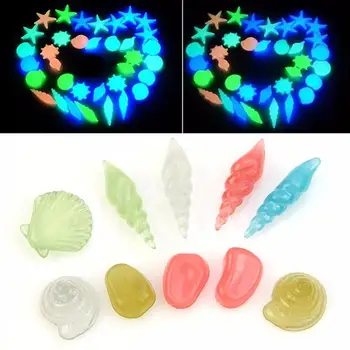 

10 Pcs Mixed Conch Sea Shells Starfish Luminous Stone for Aquarium Fish Tank
