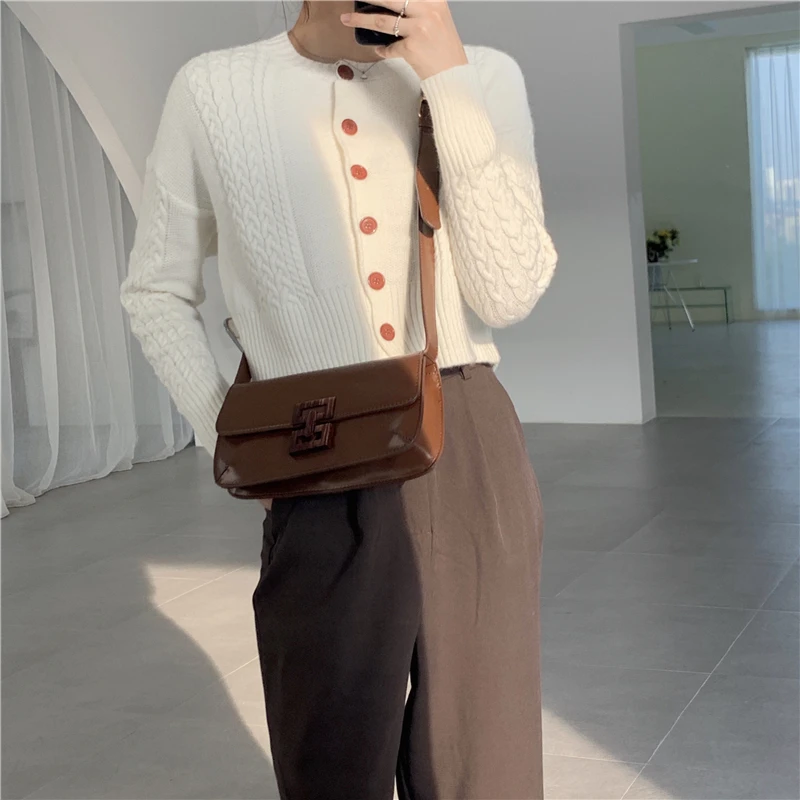 Сумка-слинг Женская квадратная под древесину с пряжкой | одежда