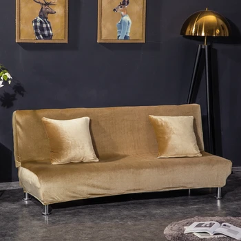 

Plush Fabric Sofa Bed Cover Armless Elastic Washable Sofa Bed Covers Universal Size Slipcovers Stretch Couch Protector Home