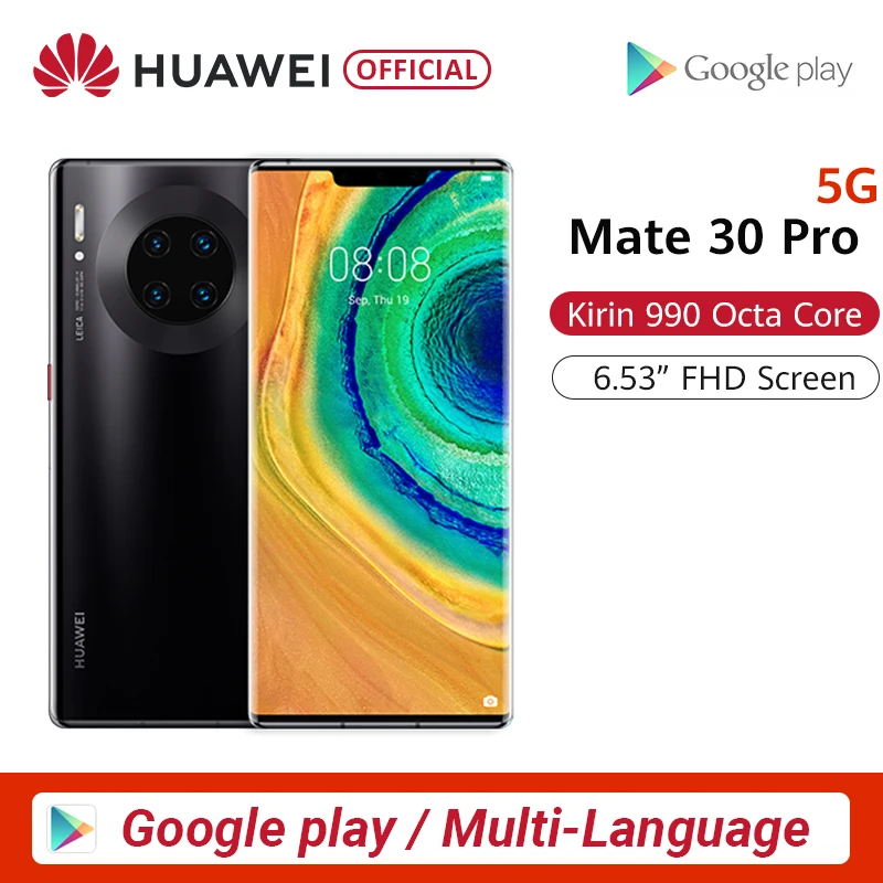 Смартфон huawei mate 30 Pro 5G Kirin990 5G 40MP Тройная камера s 32MP фронтальная камера 6,53 ''полный экран 27W Беспроводная QC Скидка 600 руб. /. При заказе от 5500 руб. /Промокод: newyear600 /