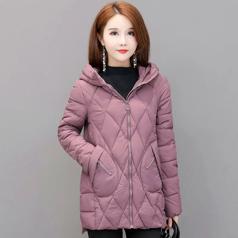 

2019 Winter New Style Korean-style Slim Fit Hooded Cotton-padded Clothes Women's Mid-length Elegant Fashion Warm down Jacket Cot