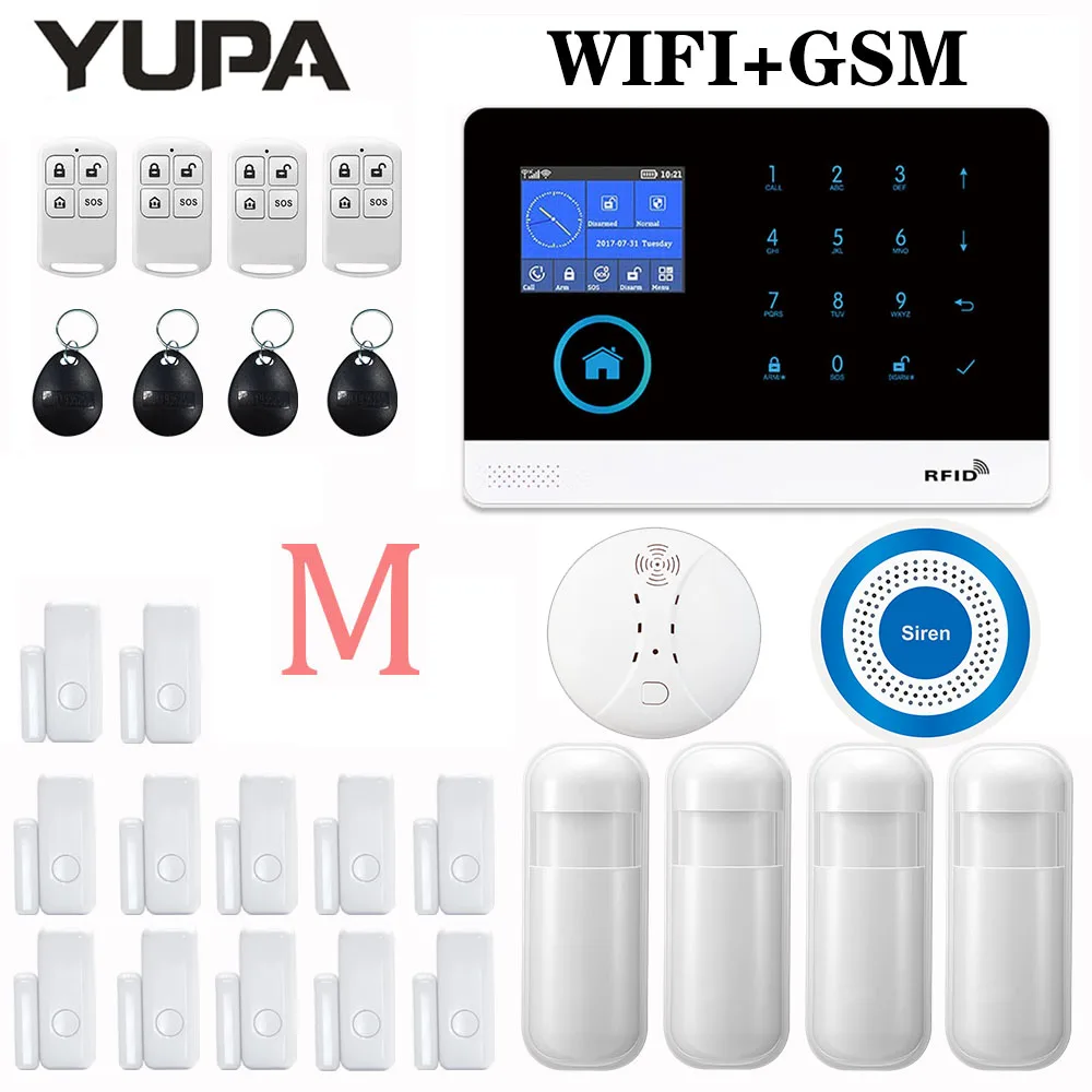 Беспроводная домашняя охранная сигнализация YAOSE GSM Wi-Fi с датчиком огня и дыма