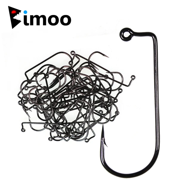 Bimoo 100pcs 8#~6/0# 90 Degree Aberdeen Jig Hook High Carbon Steel Wide Gap