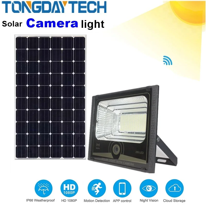 

TONGDAYTECH Solar Led Light HD 1080P Solar WiFi IR Bulllet Security IP Camera Outdoor PIR Motion Sensor Detection Surveillance