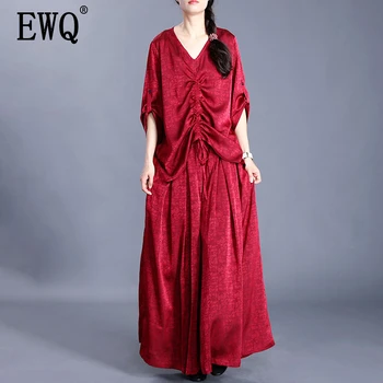 

[EWQ] 2020 Spring Summer New Pattern V-collar Short Sleeve Solid Patchwork Two Piece Set Women Suit Fashion Tide AK85206