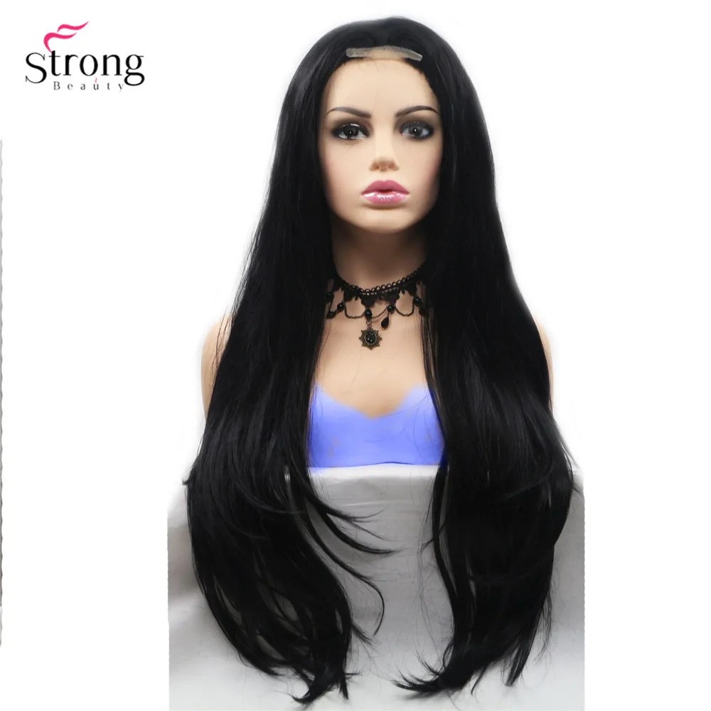 StrongBeauty длинные вьющиеся парик черные волосы Омбре блонд/серый синтетический парик на кружеве для женщин