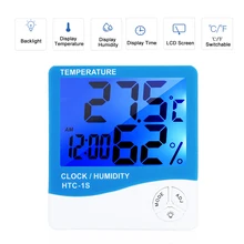 Цифровой электронный термометр гигрометр Измеритель ℃/℉ Температура Влажность Метеостанция Будильник с голубой подсветкой HTC-1S