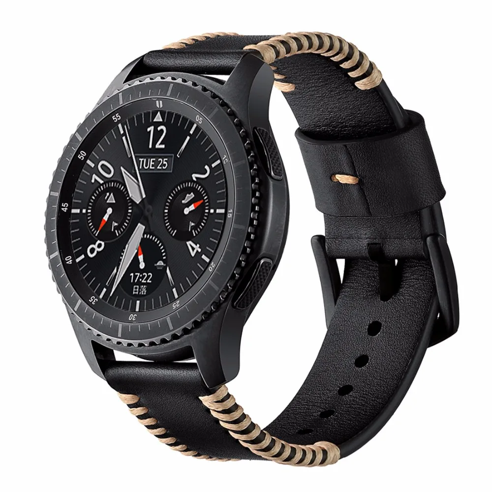 

Genuine Leather Strap For Samsung Gear S3 Frontier/Classic band Sewing Replacement wrist Bracelet belt 22mm Watchband