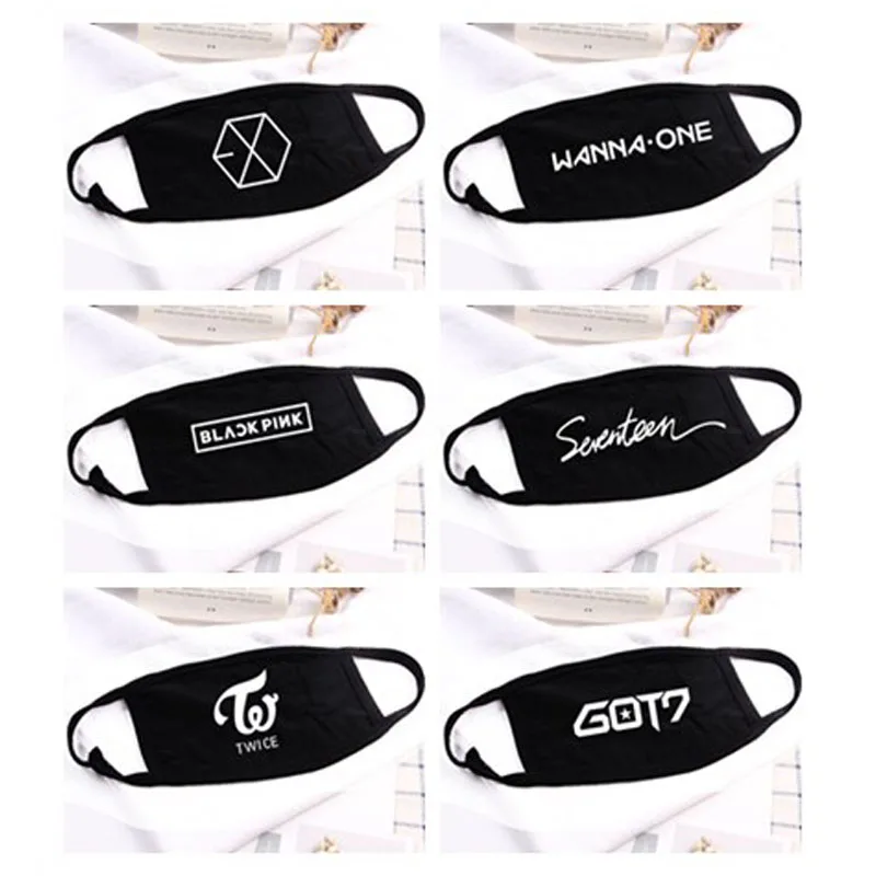 KPOP BTS GOT7 Black Warm Face Mask MONSTA X BLACKPINK Unisex Cotton Mouth Muffle
