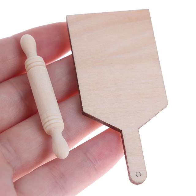 1:12 Dollhouse Miniatures Kitchen Cutting Board Rolling Pin Set Accessories Toys 2