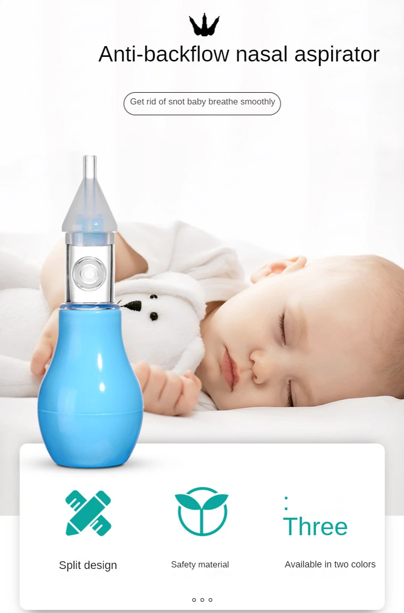 Neonatal Infant Silicone Nasal Aspirator Pump Type Cold Nasal Mucus Cleaner Antibackflow Baby Nasal Aspirator Safe Vacuum Sucker
