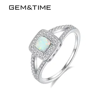 

Gem&Time Genuine 925 Sterling Silver Women Opal Rings For Women Engagement Wedding Band Finger Fine Jewelry Bague Femme SR0292