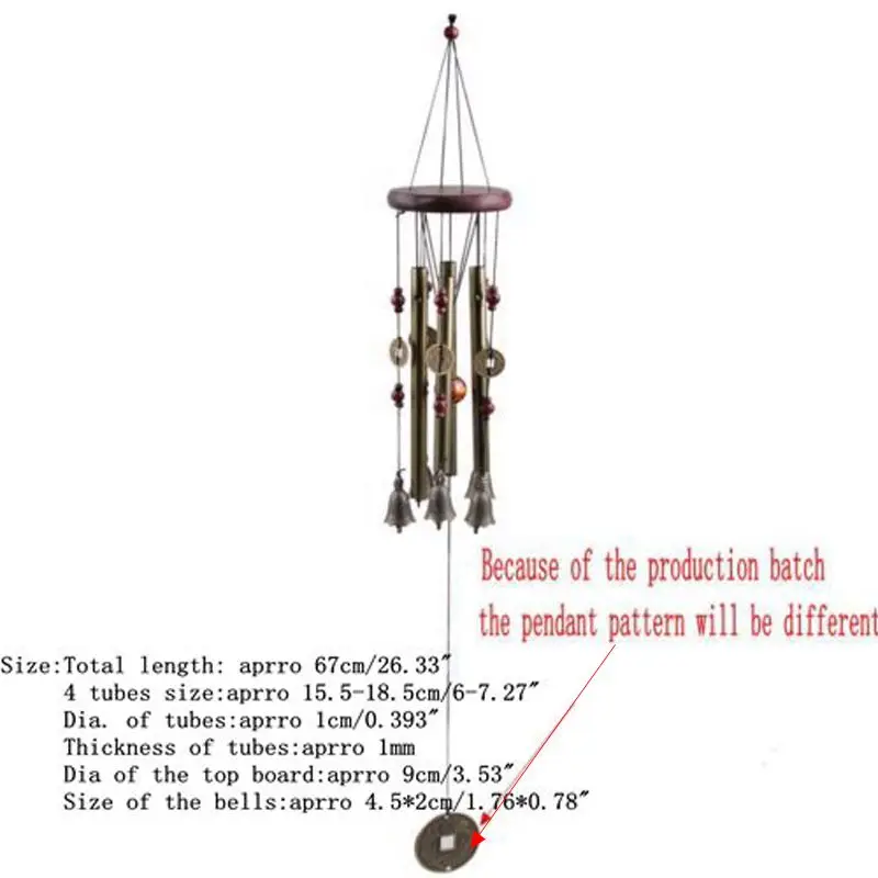 Amazing Deep Resonant Relaxing 4 Tubes Chapel Bells Wind Chimes Yard Home Decor