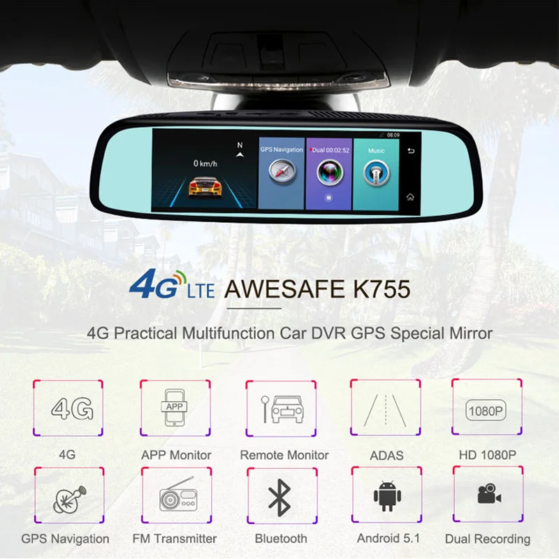 Mai Yuexing 4G Full HD 1080P Android 5,1 wifi Автомобильный видеорегистратор с двумя объективами ADAS парковочный монитор gps навигация Автоматическая автомобильная камера