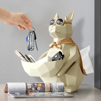 

RESIN FIGURINE HOME OFFICE STORAGE BOX WITH TISSUE BOX ON TABLETOP DECOR DESK ORGANISER KEY TOOLS FRUIT NUTS CANDY STORAGE BOWL