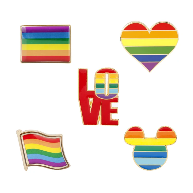 Мода Гей с надписью Rainbow Love Цветной Брошь Радужный Флаг ЛГБТ значки гей секс