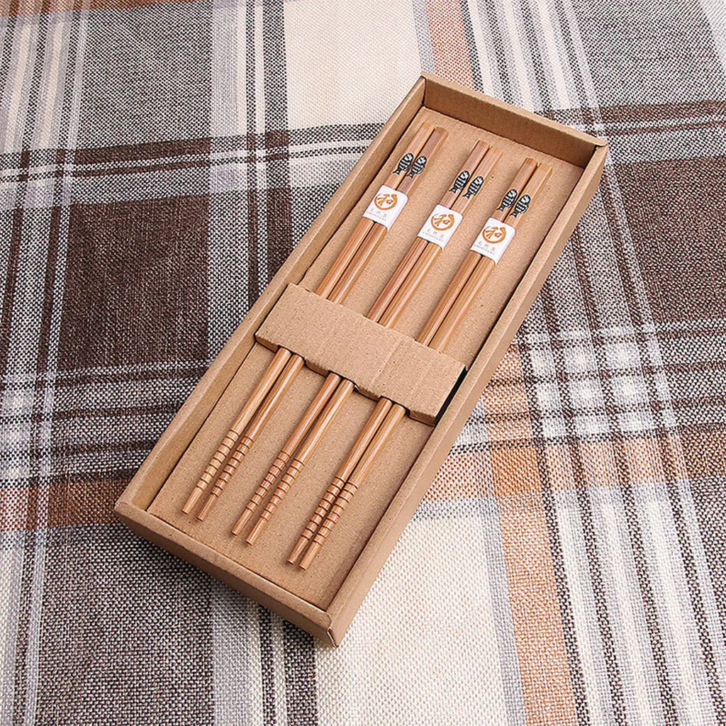 3 пары в японском стиле, многоразовые палочки для еды, натуральные ручной работы деревянные палочки для еды, веревка, намотка, посуда, палочки для еды, семейный набор