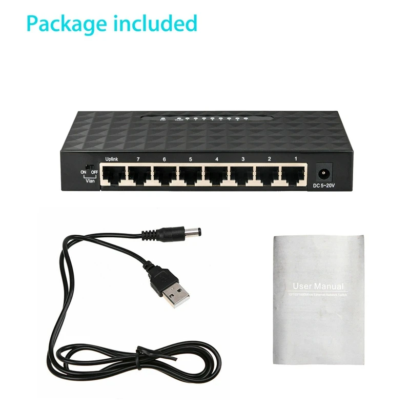 New Mini Ethernet Network Desktop Switch 8Port 10/100Mbps Lan Fast Internet Hub 