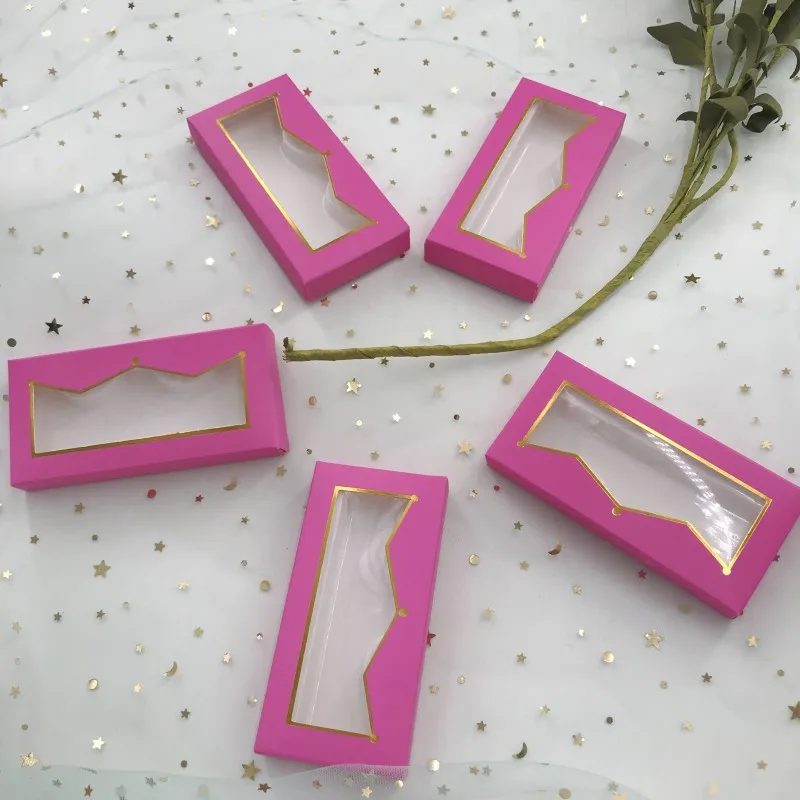 

Empty no fold pink crown box with eyelashes