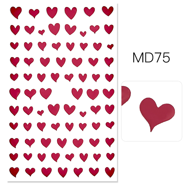 3D Nail Art Stickers Adhesive High Quality MultiColor Love Heart Stars Design DIY Nail Decals Foils Wraps Decorations