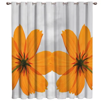 

Two Orange Flowers Under A Dark Cloud Window Treatment Hardware Sets Curtain