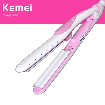 

Kemei Hair Straightener Steam Tourmaline Ceramic Flat Iron Vapor Heating Plate Spray Chapinha Para Cabelo Styling Tools
