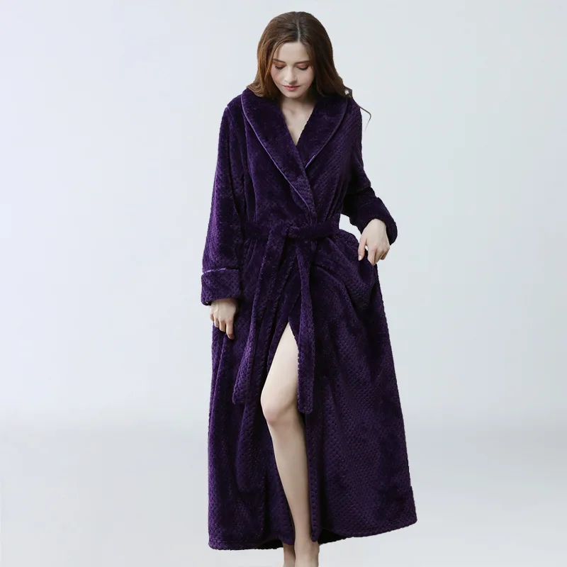 Банный халат, пеньюар, зимнее теплое кимоно, фланелевый плотный женский халат, одежда для сна, спальный халат, утренний халат - Цвет: zinv