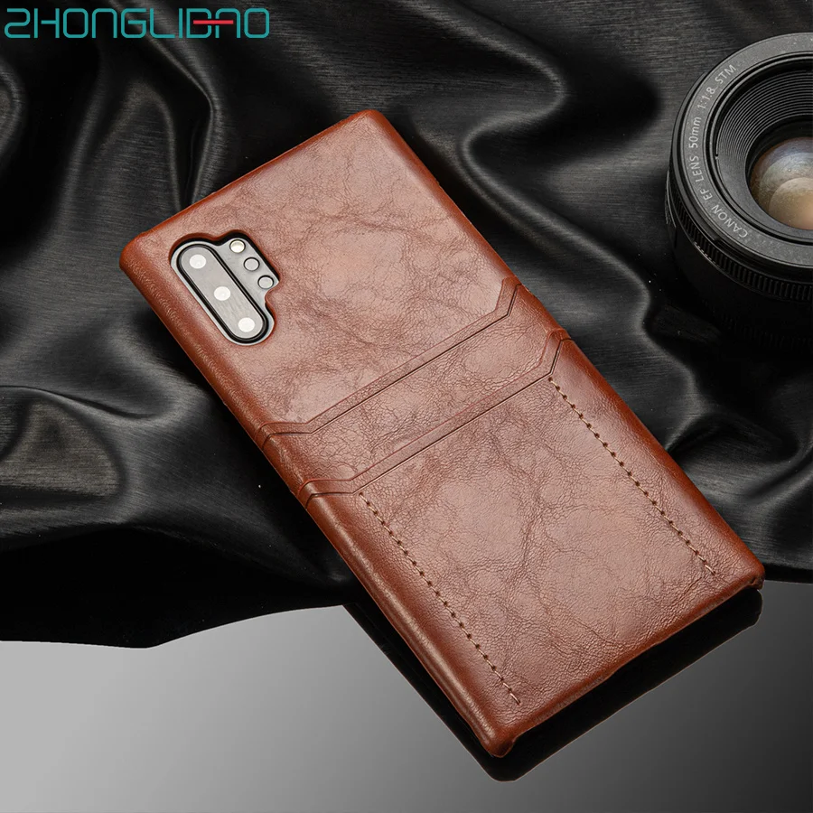 

For Galaxy Note 10 5G Plus Card Holder Case for Samsung Galaxy Note 10 Plus Luxury Leather Wallet Shockproof Hard Back Cover
