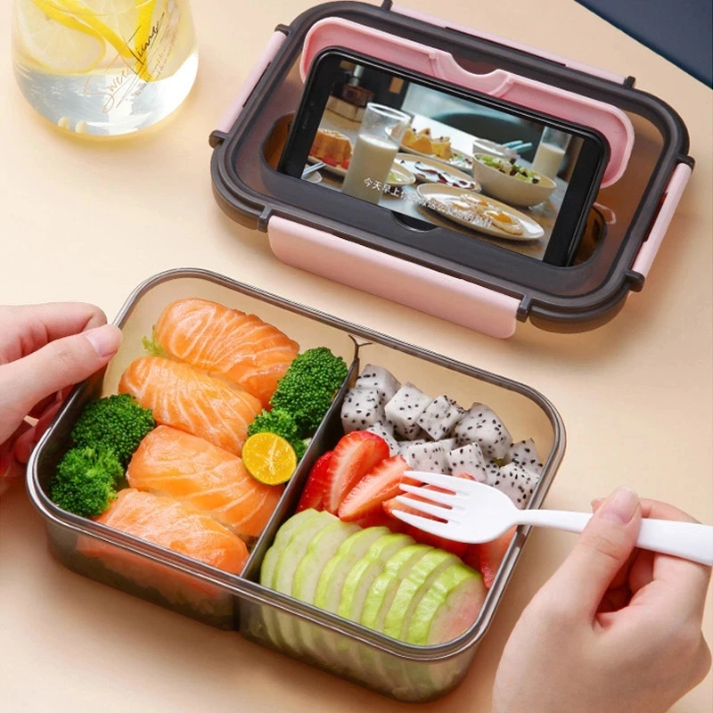 Lunch Box trasparente per bambini contenitore per alimenti con coperchi  scaldavivande a microonde a prova di perdite snack bento box stile  giapponese - AliExpress