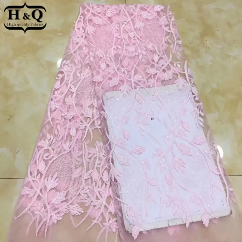 

Beautiful Pink African Net Lace With Sequins French Tulle Lace Fabric Embroidered Nigerian Mesh Lace Fabric For Ladies Ball Gown
