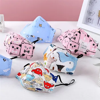 

Cotton Washable PM2.5 Face Masks Reusable Anti-fog Dust Mouth Mask Respirator With Valve For Kids Boy Girl Cartoon Face Cover
