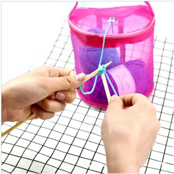 

2020 New Mesh Sewing Kit Bag DIY Hand Weaving Tools Organizer Crochet Thread Storage Mesh Holder Hollow Nylon Grid Yarn Bag
