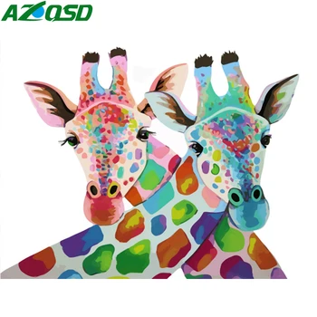 

AZQSD Unframe Painting By Numbers Abstract Giraffe Handpainted Gift Art Coloring By Numbers On Canvas Animal Home Decoration