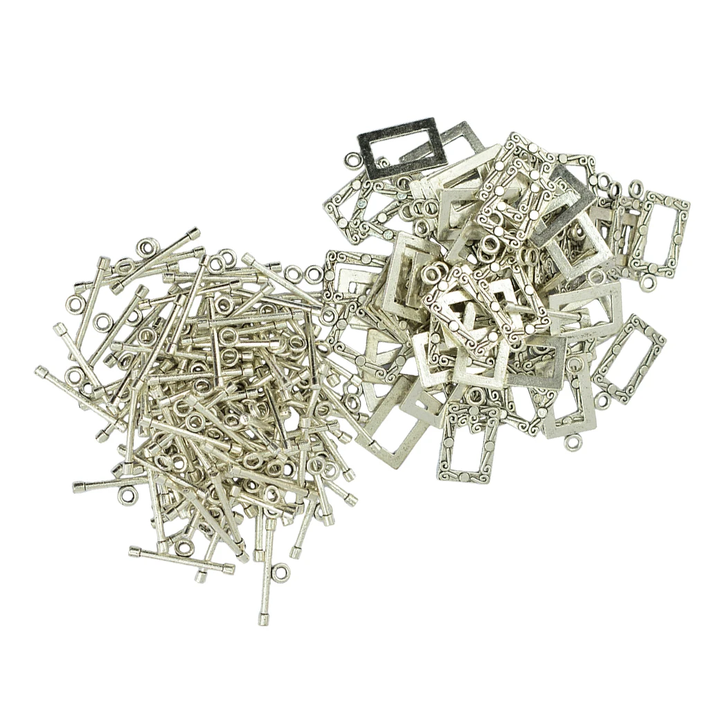 50 Sets Tibetan silver color Wire Rectangle Bar OT Toggle Clasps Jewelry DIY Craft 22 x 12 mm Toggle fit Bracelet