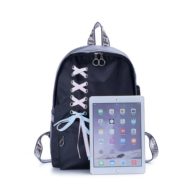 Cross Border for Oxford Cloth Backpack Women's Fashion Korean-style Casual WOMEN'S Bag Middle School Students School Bag Ribbon