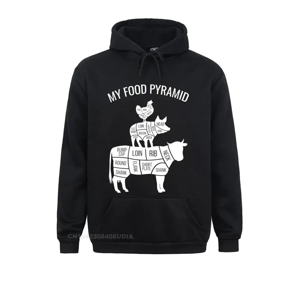 My Food Pyramid Funny Carnivore Cow Pig Chicken Pullover Hoodie__B14349 Sweatshirts Cheap Long Sleeve Summer  Young Hoodies Hoods Fall My Food Pyramid Funny Carnivore Cow Pig Chicken Pullover Hoodie__B14349black