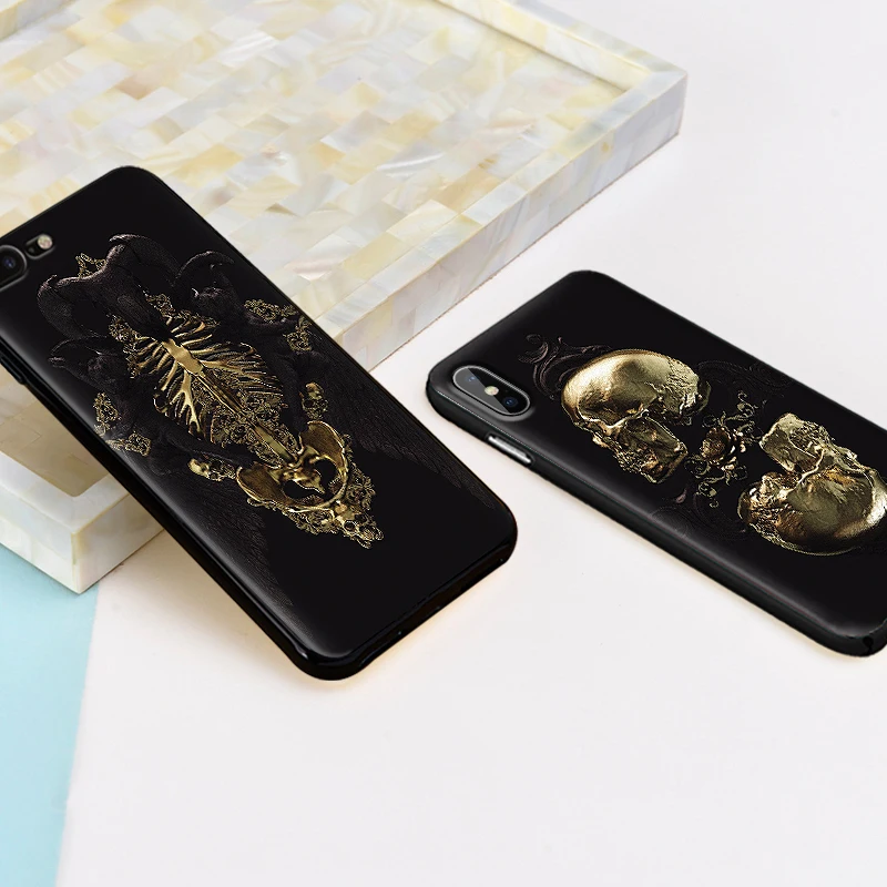 Чехол для телефона для iphone XR X XS Max 6 6S 7 8 Plus 11 11Pro Max 5 череп Золотой Модный Мягкий силиконовый чехол-накладка