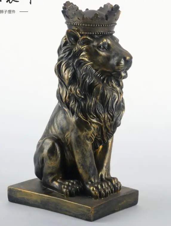 Новая креативная Современная Золотая Корона черная фигура льва животное лепная фигурка для украшения дома чердачные украшения подарки - Цвет: 3