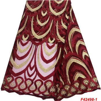 

Tulle Mesh Embroiderey African French Lace Fabric With Stones Nigerian Net Lace Fabric High Quality 5Ydars Lace F4-2498