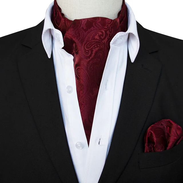 Luxury Men's Vintage Paisley Cashew Tie Scarf Wedding Formal Cravat Ascot Scrunch Self British Gentleman Silk Neck Tie  1