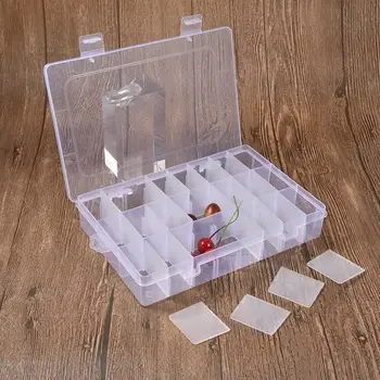 

2PCS Detachable PP Boxes Clear Plastic Jewelry Box 24 Grid Storage Container tool Box Multi Purpose Storage Box Organizer