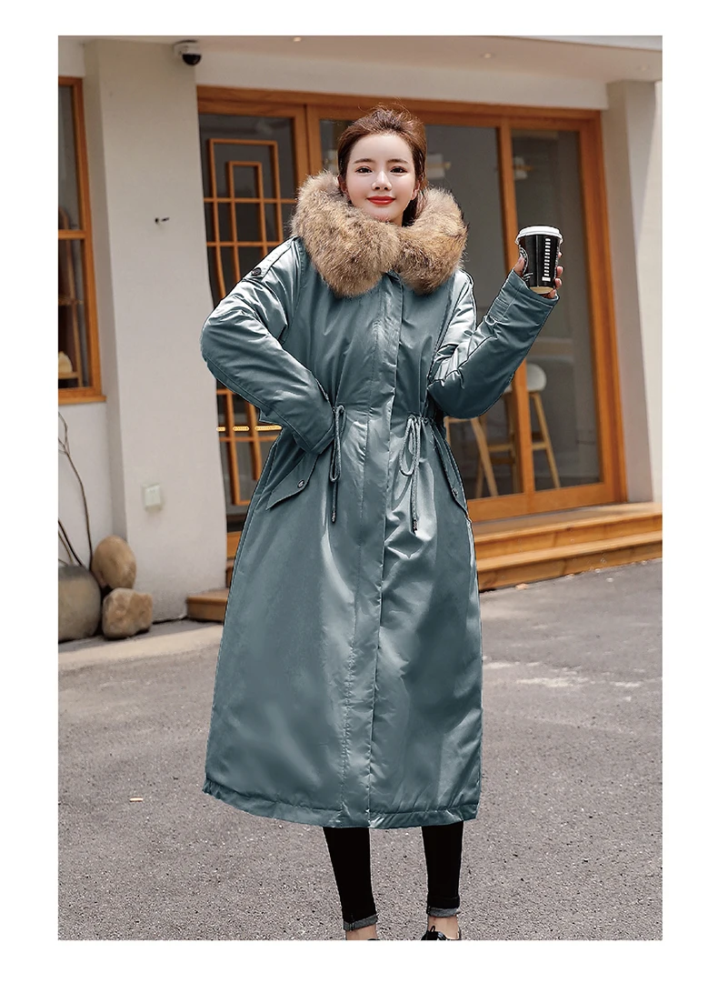 30 градусов зимняя одежда X-long parkas зимняя куртка женская меховая куртка с капюшоном Женское пальто с подкладкой из пуха Толстая зимняя куртка женская одежда