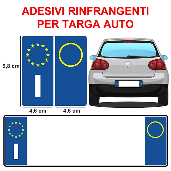 ADESIVI TARGA AUTO SIMBOLO ITALIA EUROPA EUROPEA POSTERIORE ANTERIORE  99S0502 INVIATO DALL'ITALIA