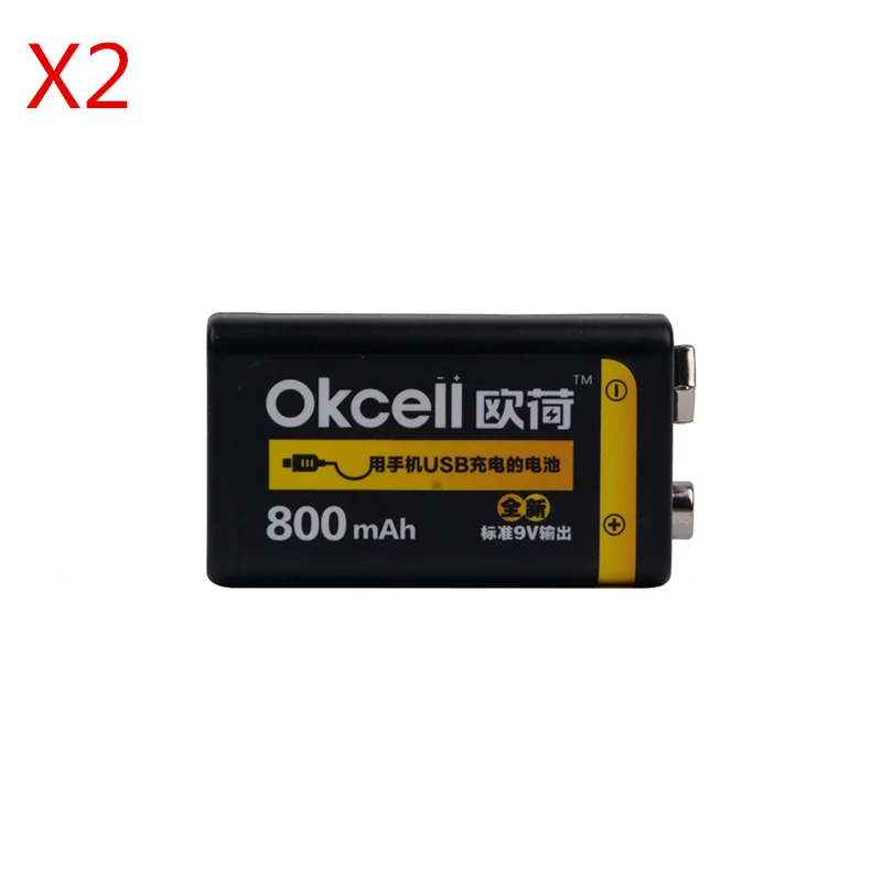 2 pcs 9V перезаряжаемая батарея 800 батарея mAh USB портативные аккумуляторы OKcell Micro USB для радиоуправляемого вертолета модель микрофона Bateria - Цвет: 2 pcs