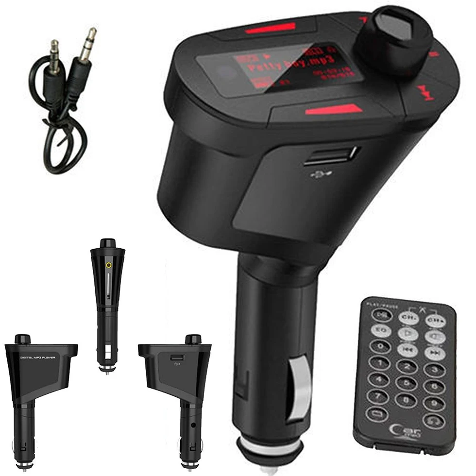 Красный беспроводной fm-передатчик модулятор USB SD дистанционный автомобильный комплект MP3 музыкальный плеер