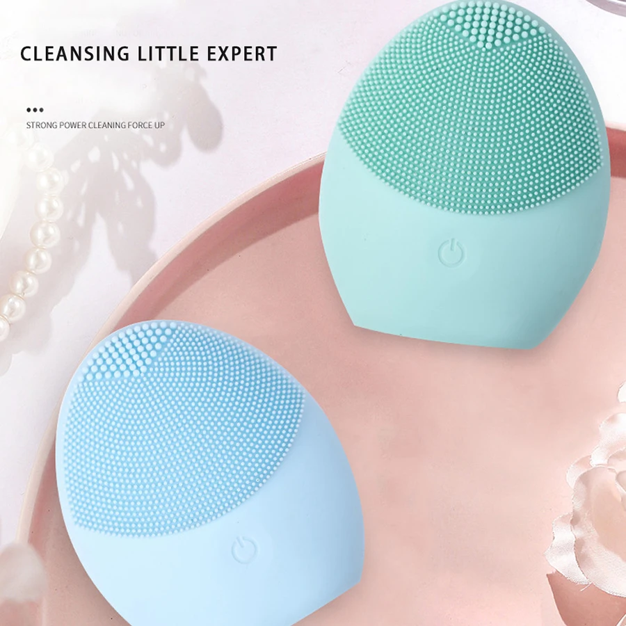 FFFIST Electric Silicone Facial Cleansing Instrument Macaron Mini Ultrasonic Vibration Waterproof Electric Cleaning Brush 5