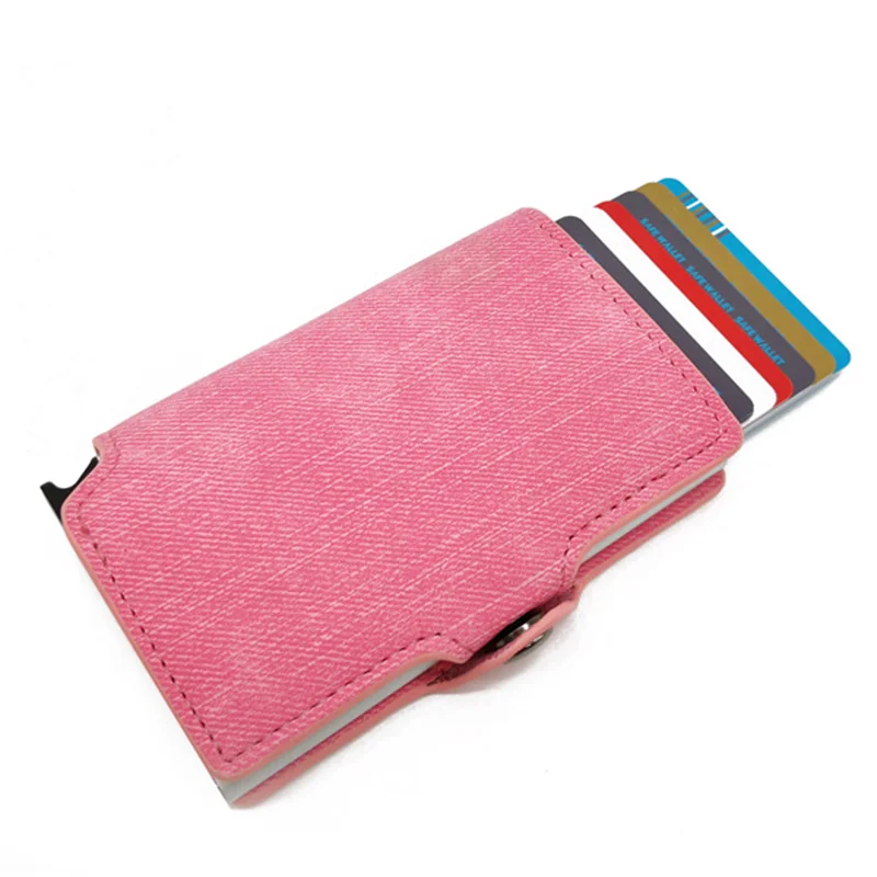 

2020 Blocking RFID Credit Card Slim Wallet Card Holder PU Single Box Business Hasp Card Case Mini Women Purse Men Card Holder